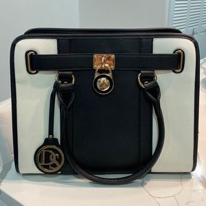 Dasein Two Tone Large Black & White Satchel Bag